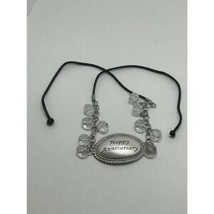 "Happy Anniversary" Decanter/Wine Bottle Magnetic Tag Chained and Tie